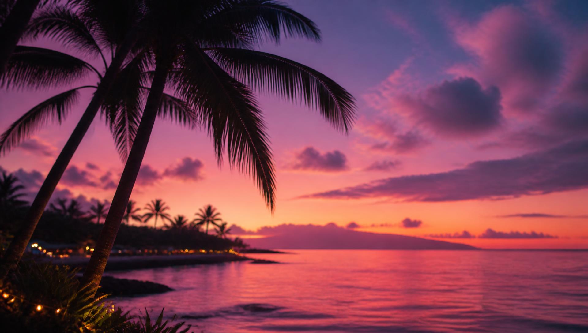 Palm trees and ocean at dusk, the visual mood of Luzia AI
